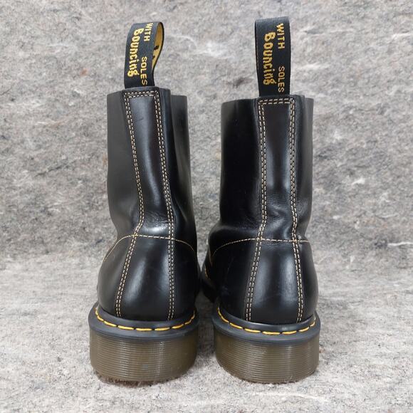 Dr. Martens 1460 Pascal Boots Men's Size 14 Black Leather Combat Yellow Laces - Picture 4 of 7
